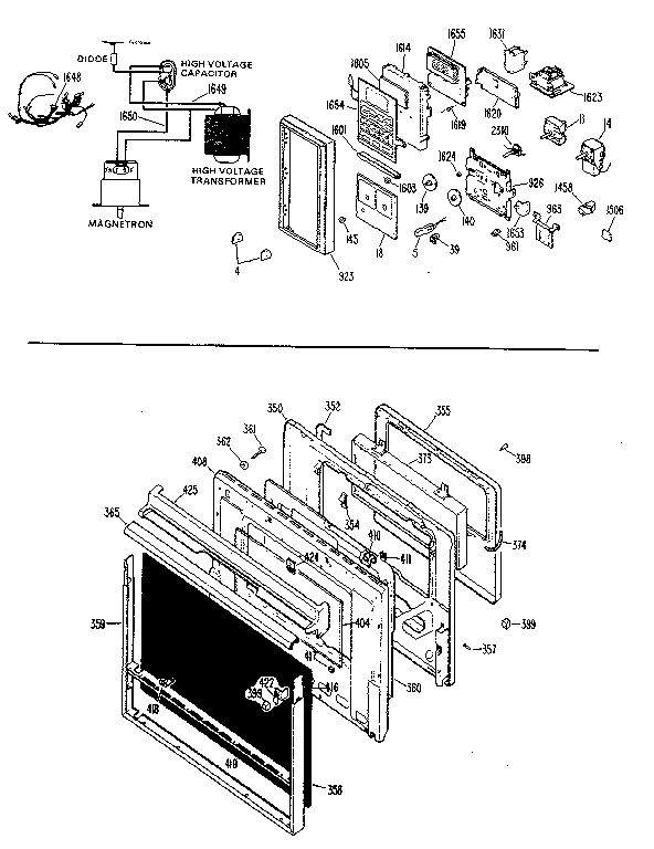 Kenmore 21332 control panel and  door diagram