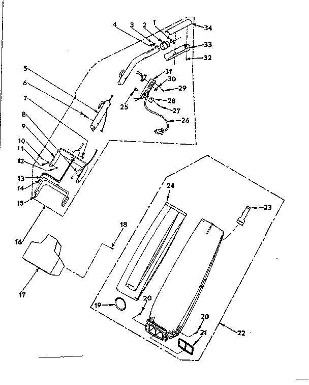 Kenmore 1753192283 handle and bag housing diagram