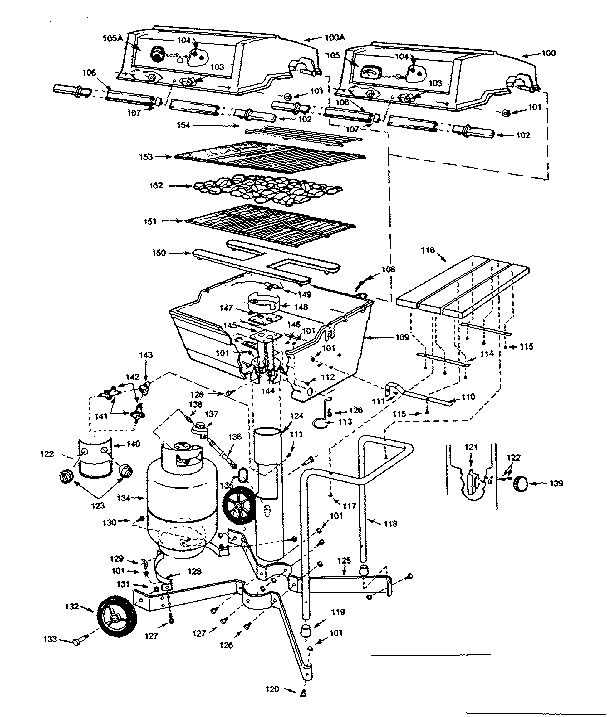 Kenmore 2582357980 burner section and cart diagram