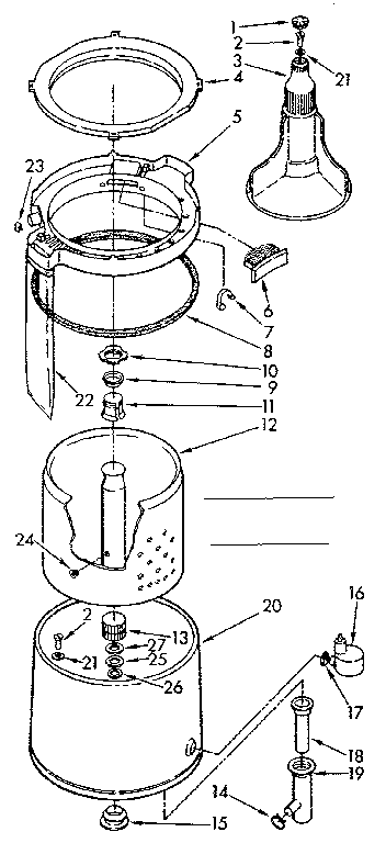 Kenmore 1107433700 tub and basket assembly diagram