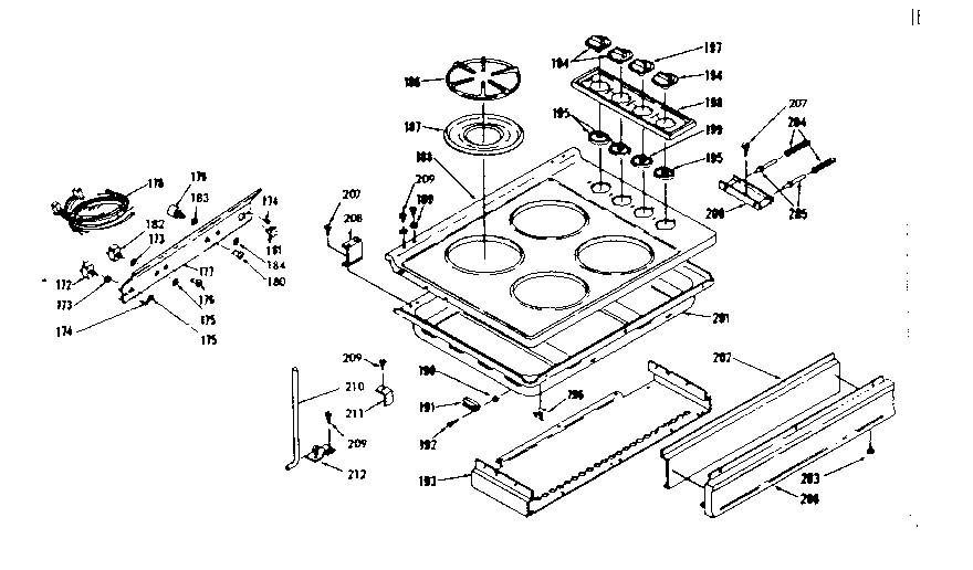 Kenmore 1037886760 control panel and main top section diagram