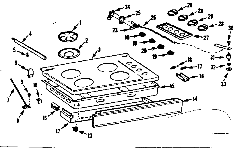 Kenmore 1037966740 main top section diagram