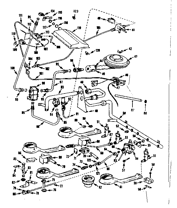 Kenmore 1037966740 burner section diagram
