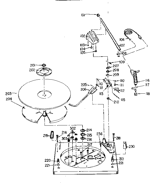 LXI 52831022200 record changer - top view diagram