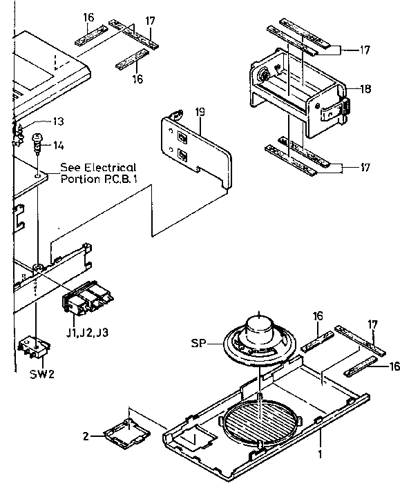 LXI 56436300150 speaker and battery compartment assembly diagram