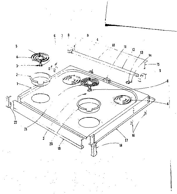 Kenmore 1019036600 cook top section diagram
