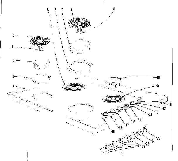 Kenmore 1019366450 cook top section diagram