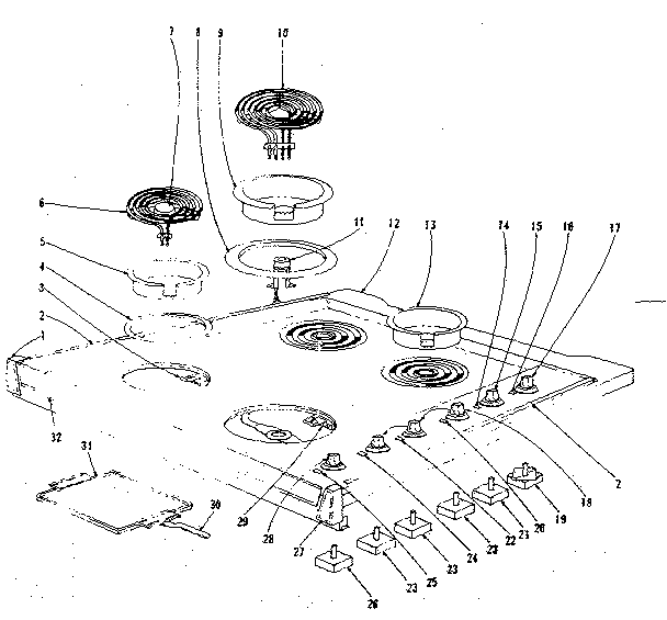 Kenmore 1019386500 cook top section diagram