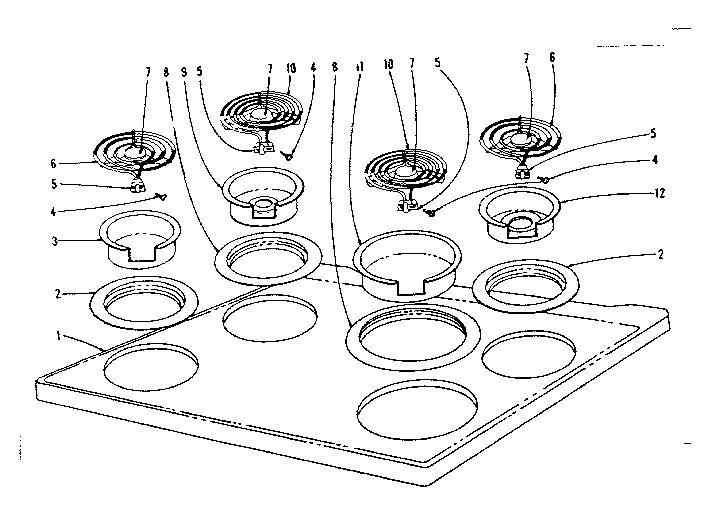 Kenmore 1019666541 cook top section diagram