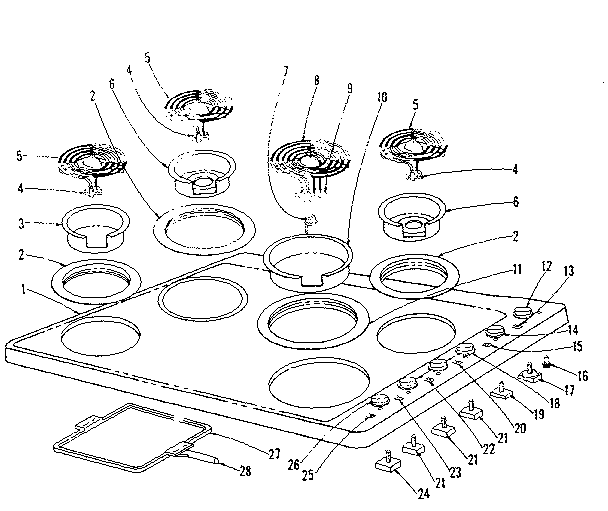 Kenmore 1019676441 cook top section diagram