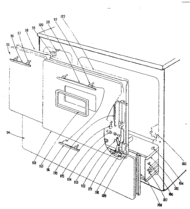 Kenmore 1019676441 door and drawer section for 101.9676401 diagram