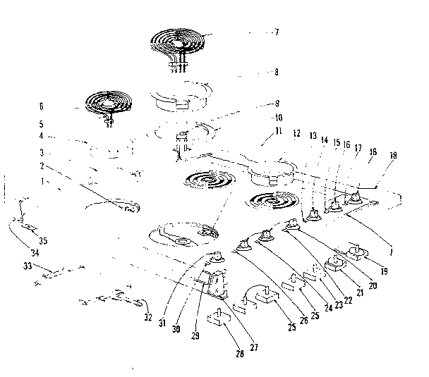 Kenmore 1019676500 cook top section diagram