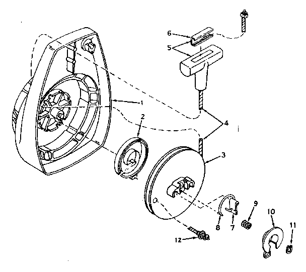 Craftsman 91760051 shroud and rewind starter no. 590394 diagram