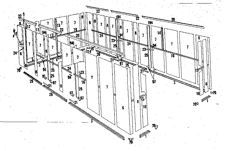 Sears 69660895 floor frame and wall assembly diagram