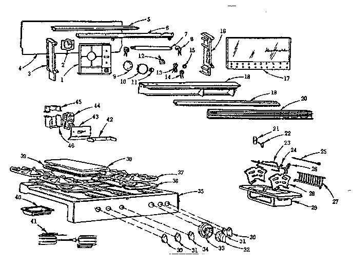 Kenmore 103732610 backguard and main top diagram