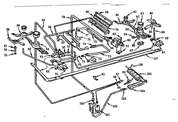 Kenmore 103732610 burner section diagram