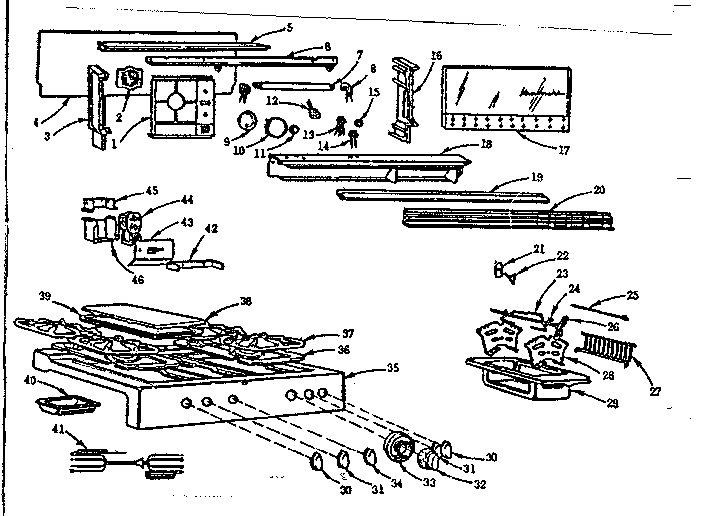 Kenmore 103733610 backguard and main top diagram