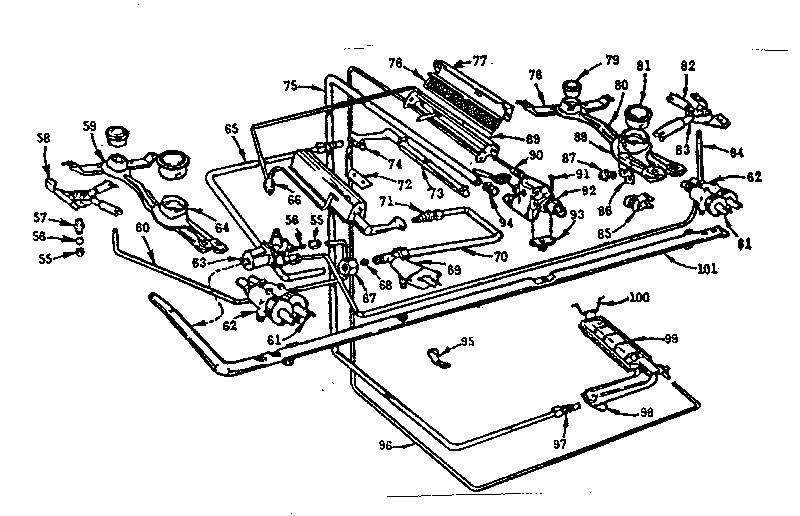 Kenmore 103733610 burner section diagram
