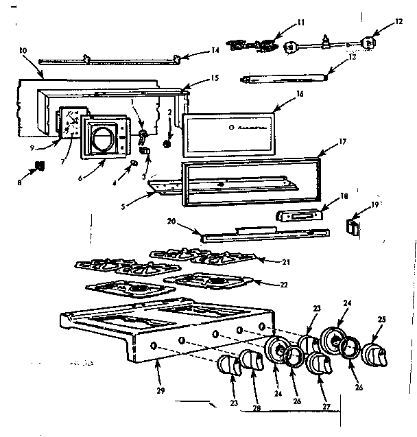 Kenmore 103736620 backguard and maintop diagram