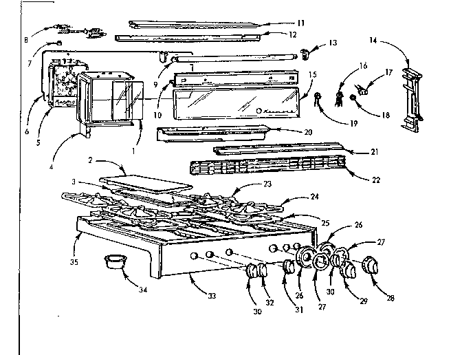 Kenmore 1037466114 backguard and main top diagram