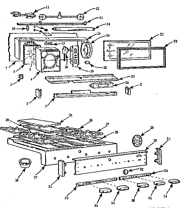 Kenmore 103748624 backguard and main top diagram