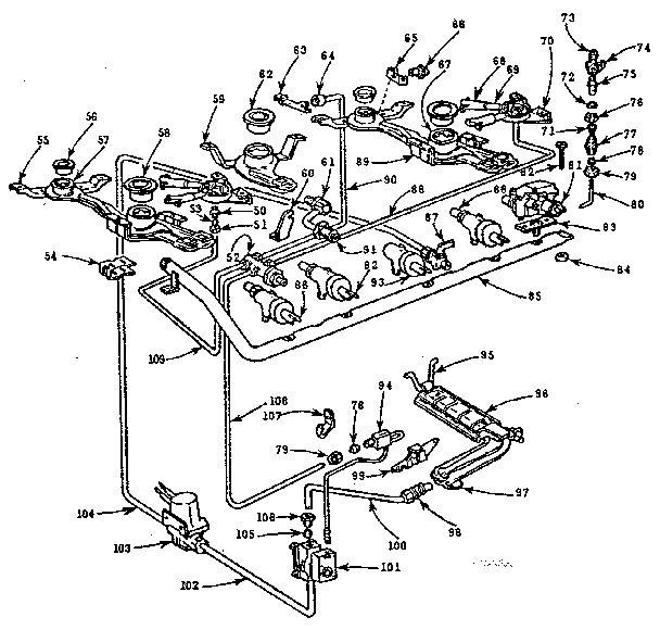 Kenmore 103748624 burner section diagram