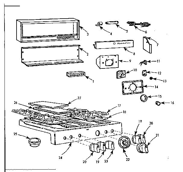 Kenmore 103757620 backguard and maintop diagram