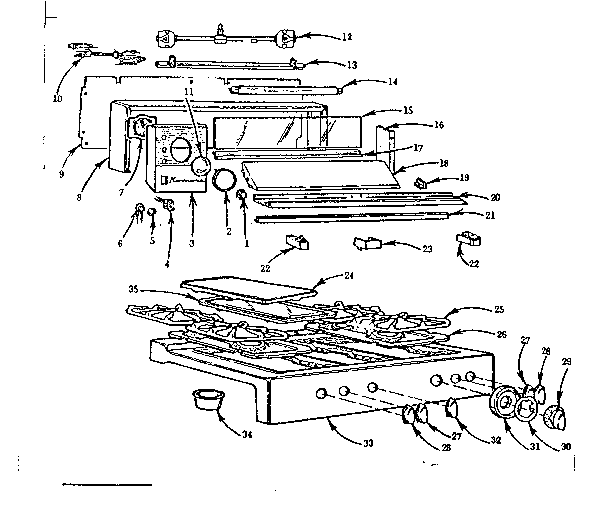 Kenmore 103760611 backguard and main top diagram