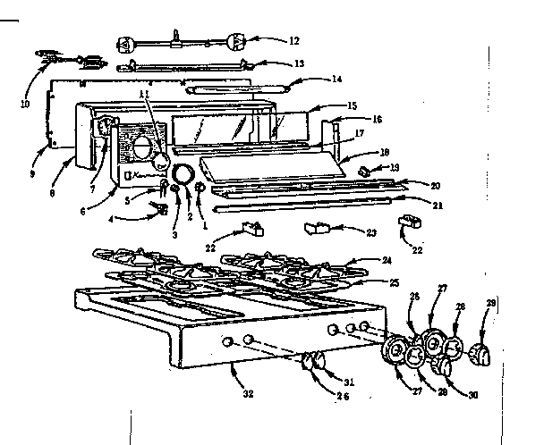 Kenmore 103766611 backguard and main top diagram
