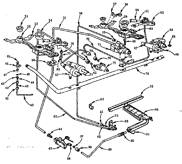Kenmore 103766611 burner section diagram