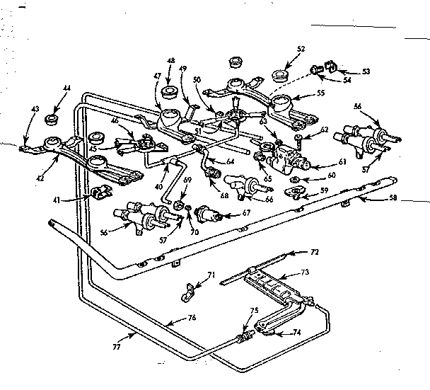 Kenmore 103761620 burner section diagram