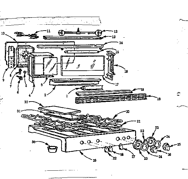 Kenmore 1037766110 backguard and main top diagram