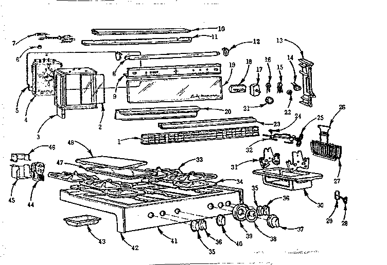 Kenmore 103780611 backguard and main top diagram