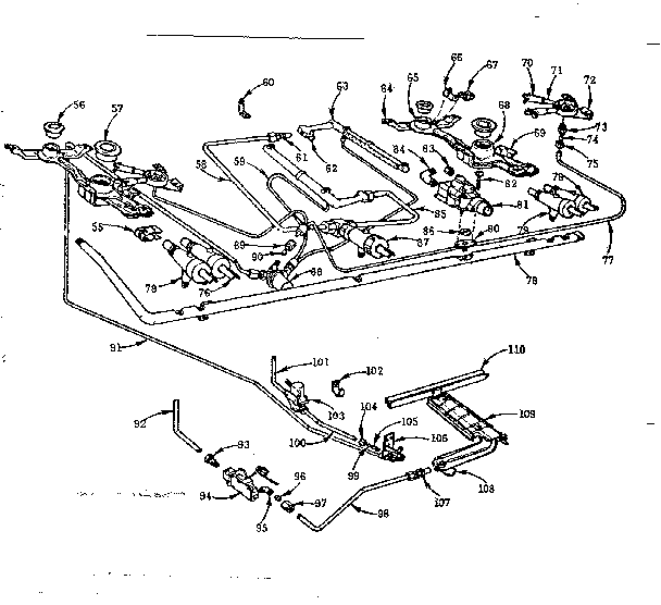 Kenmore 103780611 burner section diagram