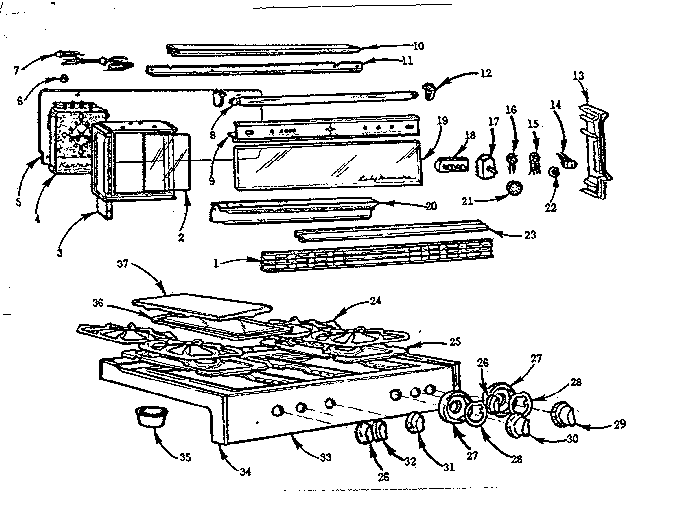 Kenmore 103786610 backguard and main top diagram
