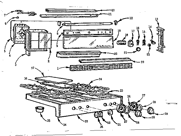 Kenmore 103786615 backguard and main top diagram