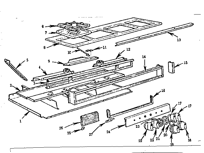 Kenmore 103794610 main top and bottom section diagram