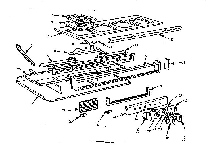 Kenmore 103794611 main top and bottom section diagram