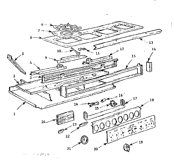Kenmore 103796621 main top and bottom section diagram