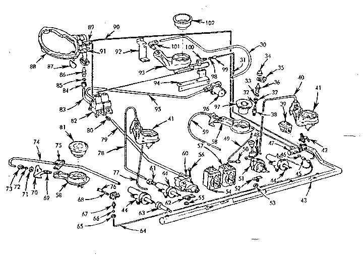 Kenmore 103796621 burner section diagram