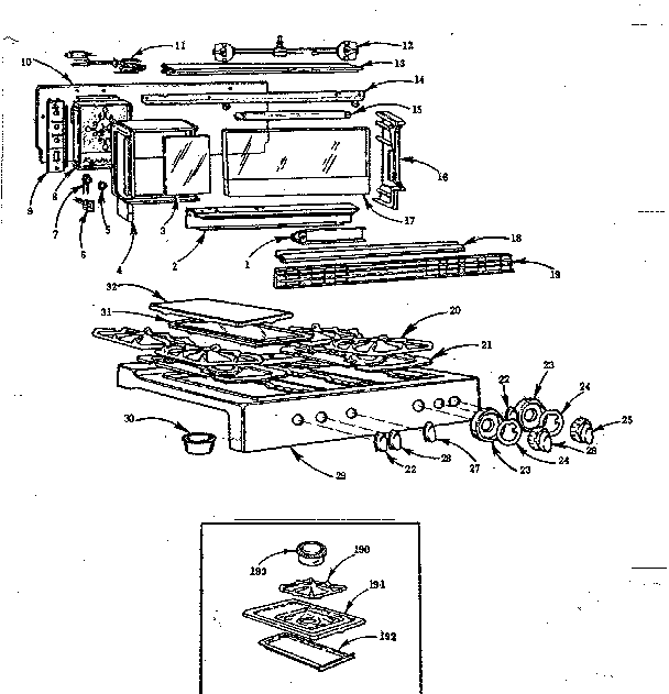 Kenmore 103776610 backguard and main top diagram
