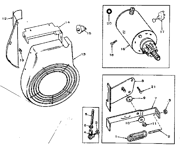 Craftsman 62720191 throttle control, starter motor and housing group diagram