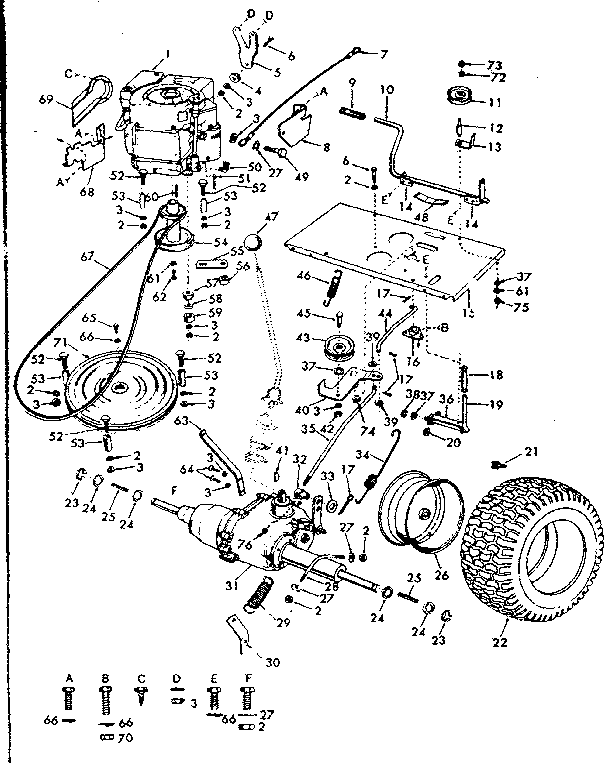 Craftsman 91725710 drive assembly  and engine diagram