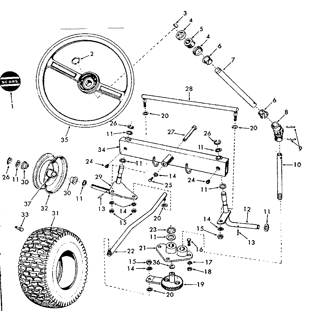 Craftsman 91725710 front axle assembly diagram