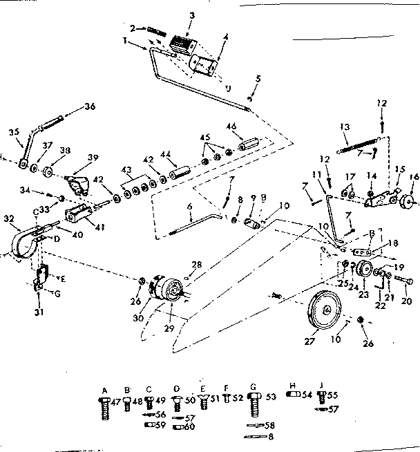 Craftsman 91725751 braking and idler assembly diagram