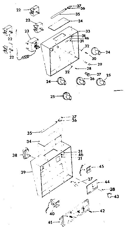 Kenmore 1439007100 upper and lower control panel assembly diagram