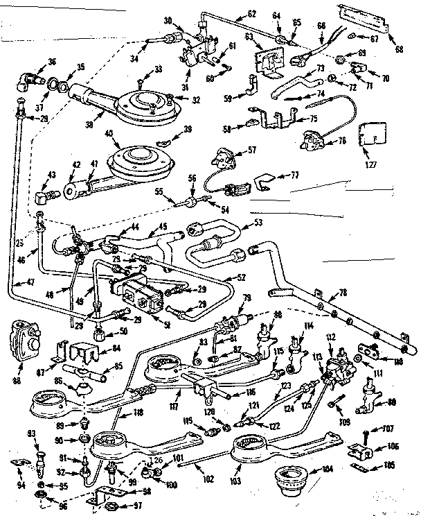 Kenmore 1037886670 burner section diagram