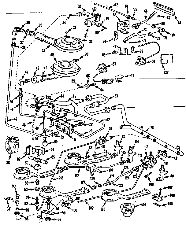 Kenmore 1037886656 burner section diagram