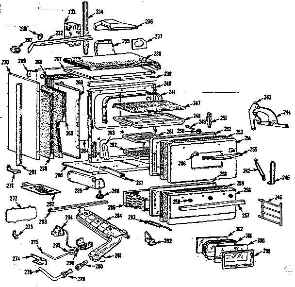 Kenmore 1037886656 lower oven and burner section diagram