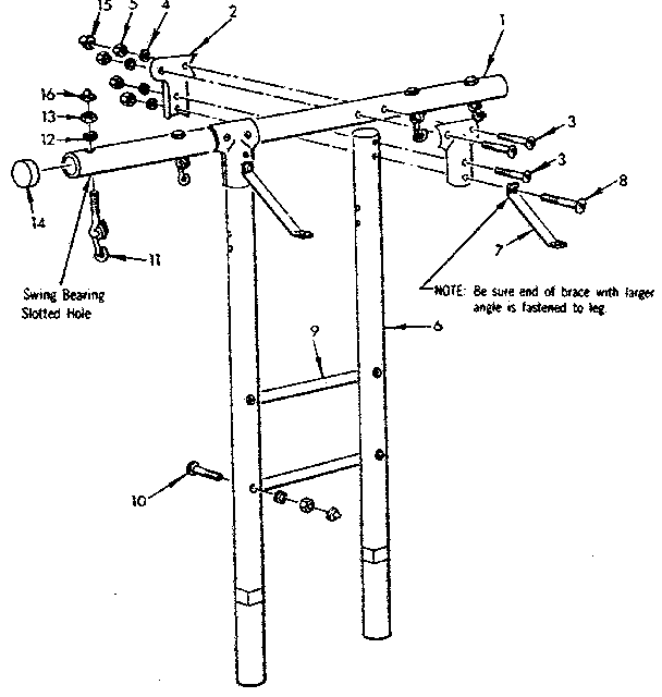 Sears 70172757-83 t-frame assembly no. 101 diagram